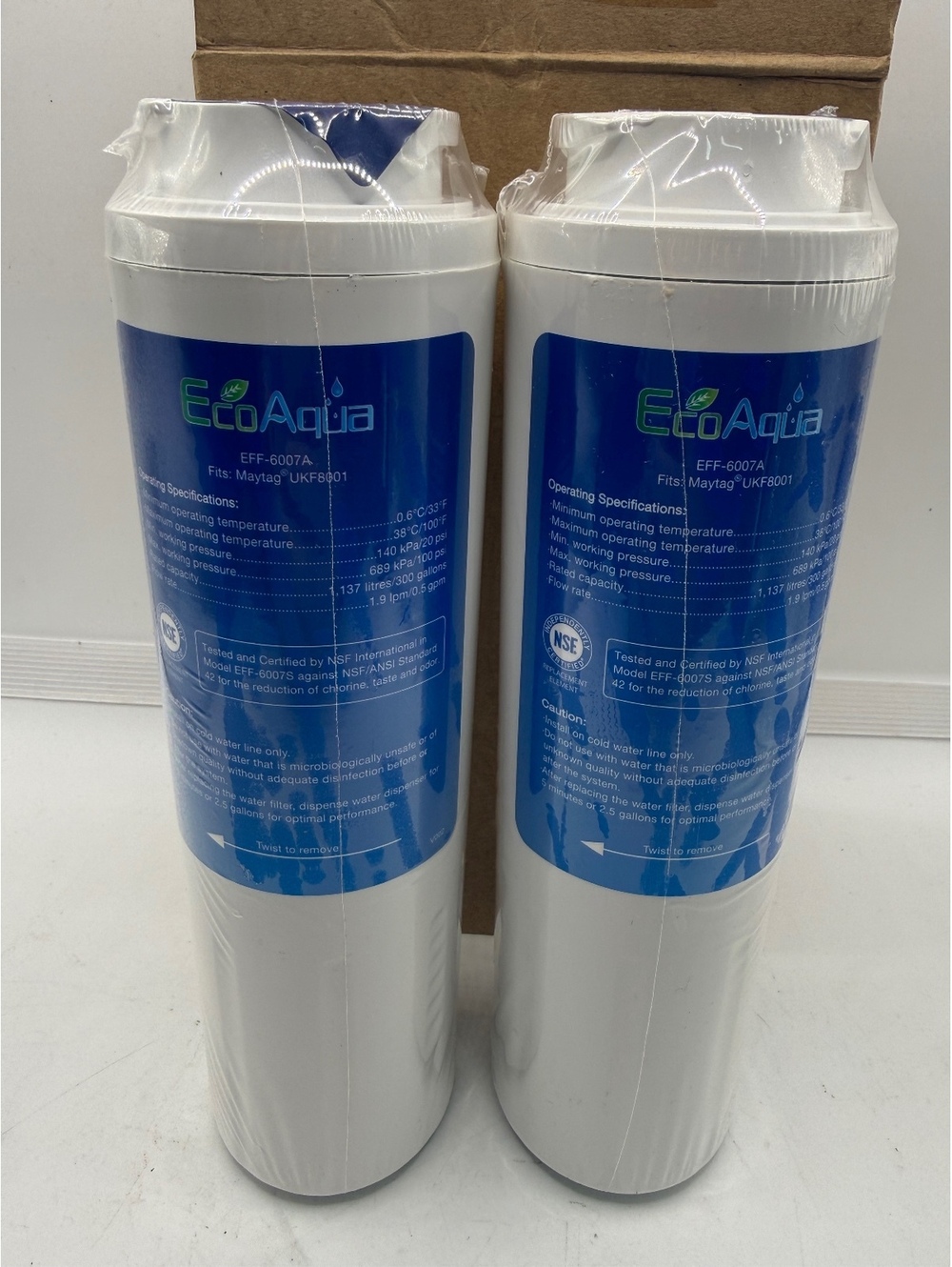 EcoAqua EFF-6007A Refrigerator Water Filter Maytag UKF8001 Replacement 2 Pack